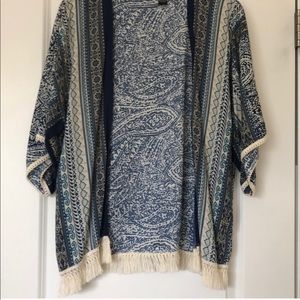 Blue fringed kimono